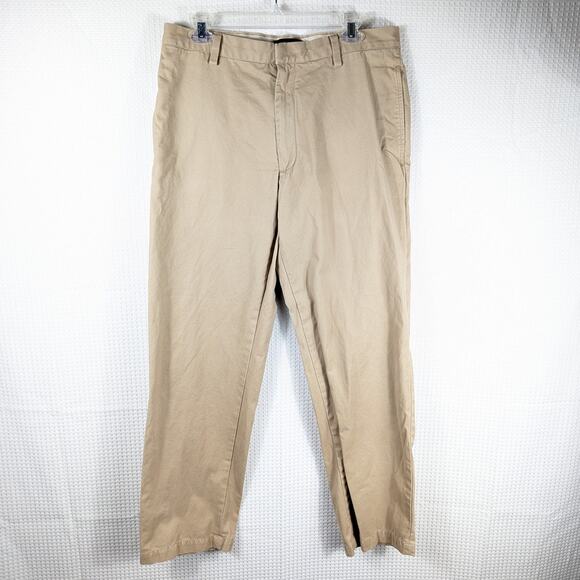 Banana Republic Gavin Straight Fit Chino Pants Men 34x32 Khaki Beige Cotton - Picture 1 of 4